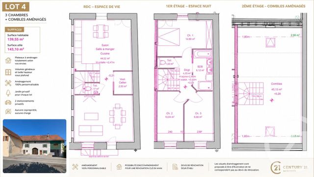 maison à vendre - 3 pièces - 131.0 m2 - PRESILLY - 74 - RHONE-ALPES - Century 21 Le Genevois